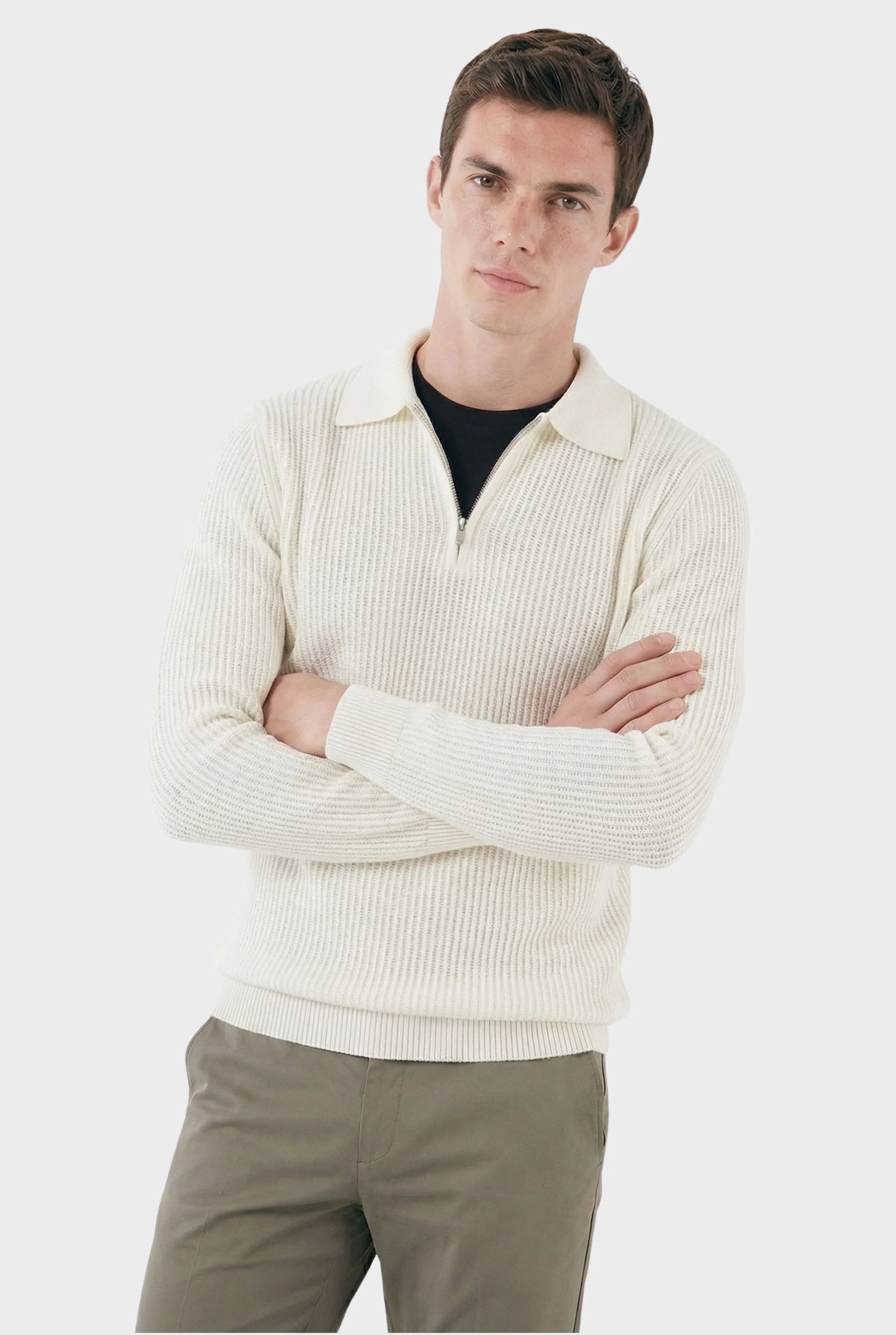 Veltic Men's Ribbed Half-Zip Sweater Denmark - Veltic