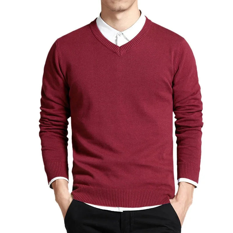 Veltic Men's Casual V-Neck Knit Sweater - Veltic