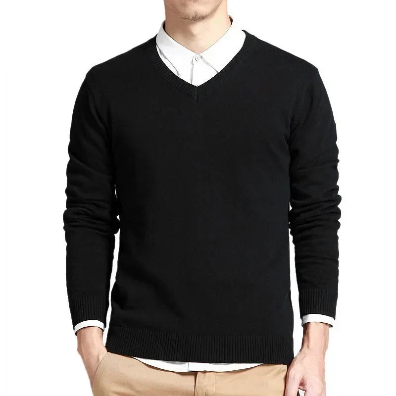 Men's Casual V-Neck Knit Sweater detailed view