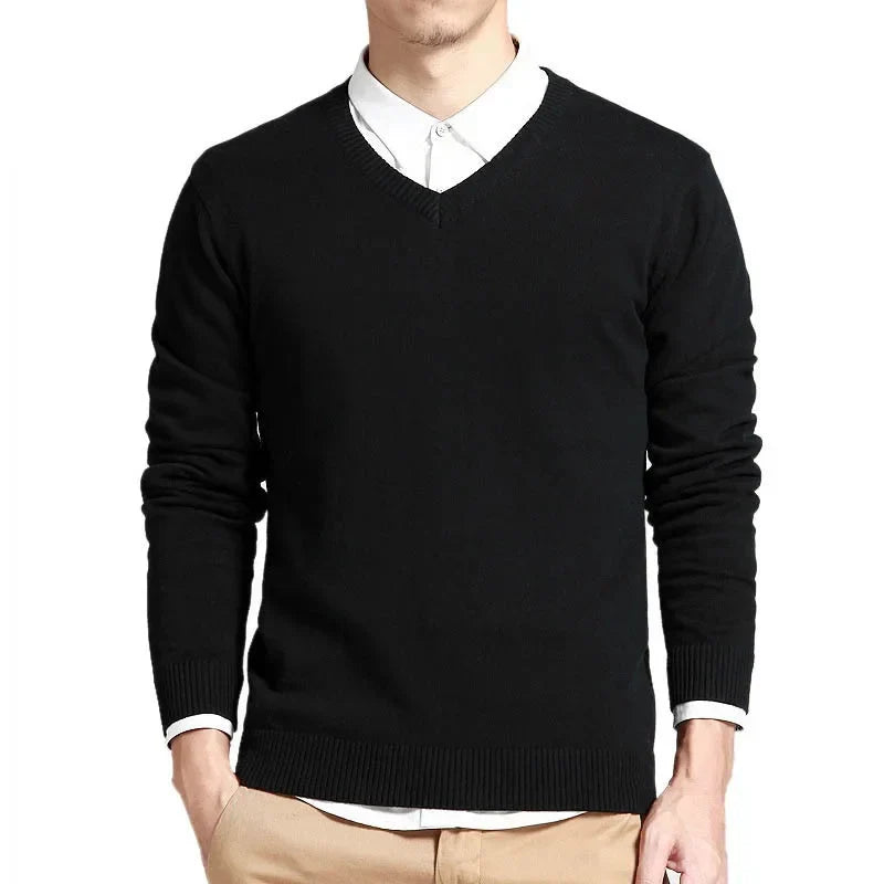 Veltic Men's Casual V-Neck Knit Sweater - Veltic