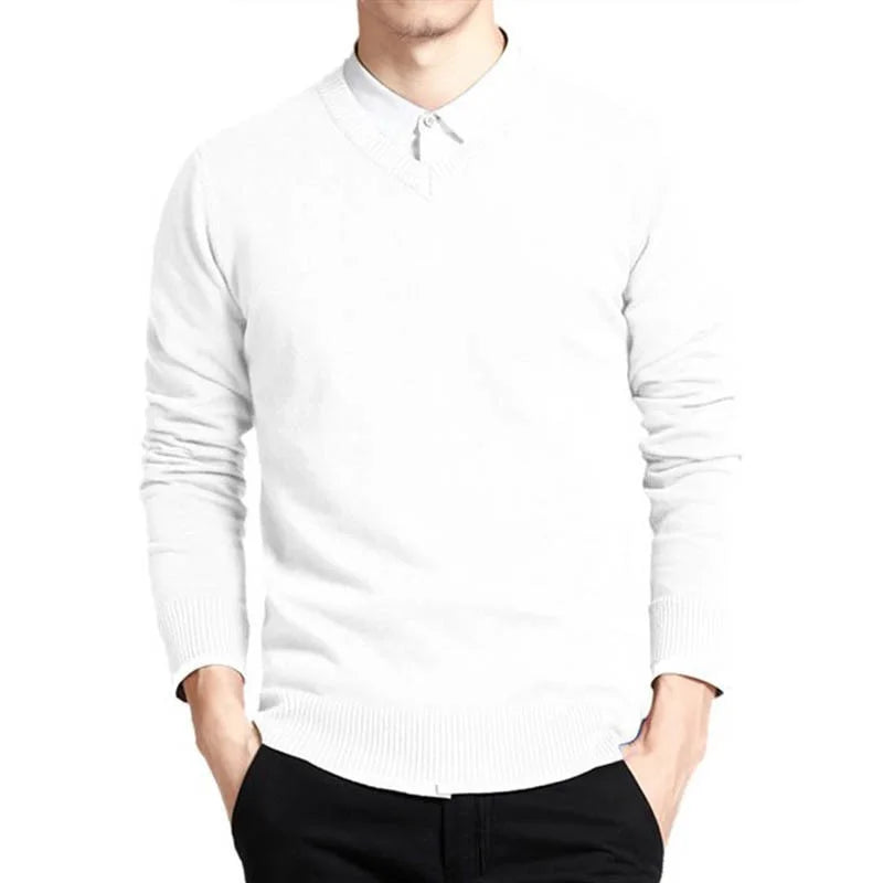 Men's Casual V-Neck Sweater full outfit view