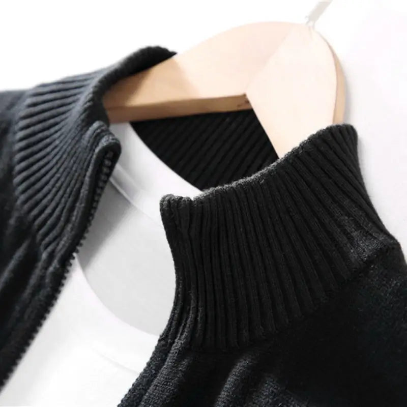 Men's Full-Zip Sweater with High Collar - Veltic