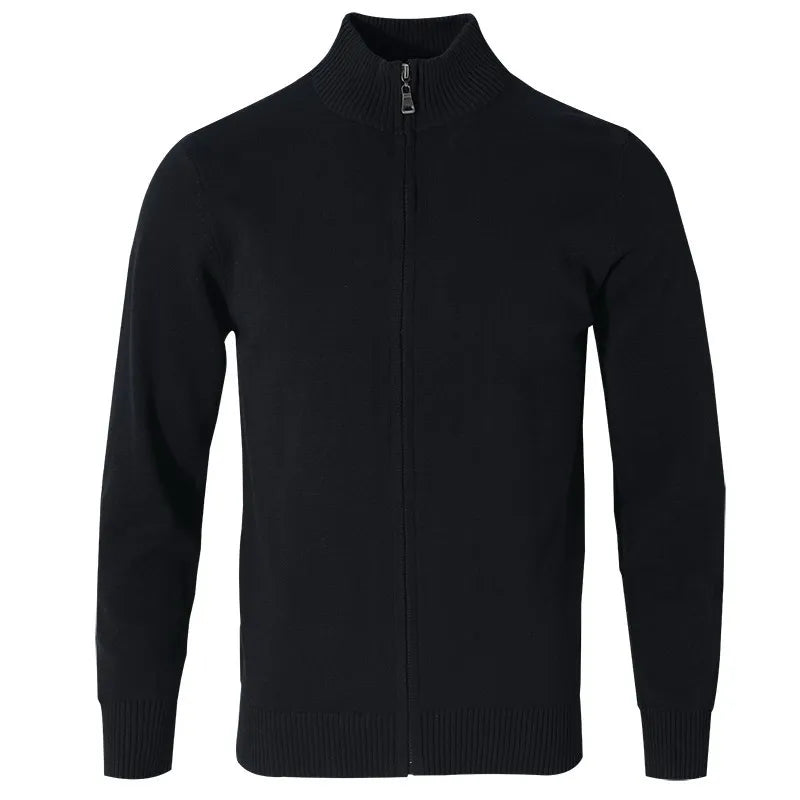 Men's Full-Zip Sweater with High Collar - Veltic