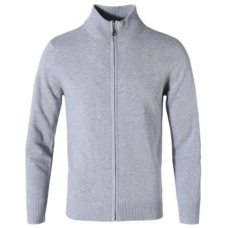 Men's Full-Zip Sweater with High Collar - Veltic