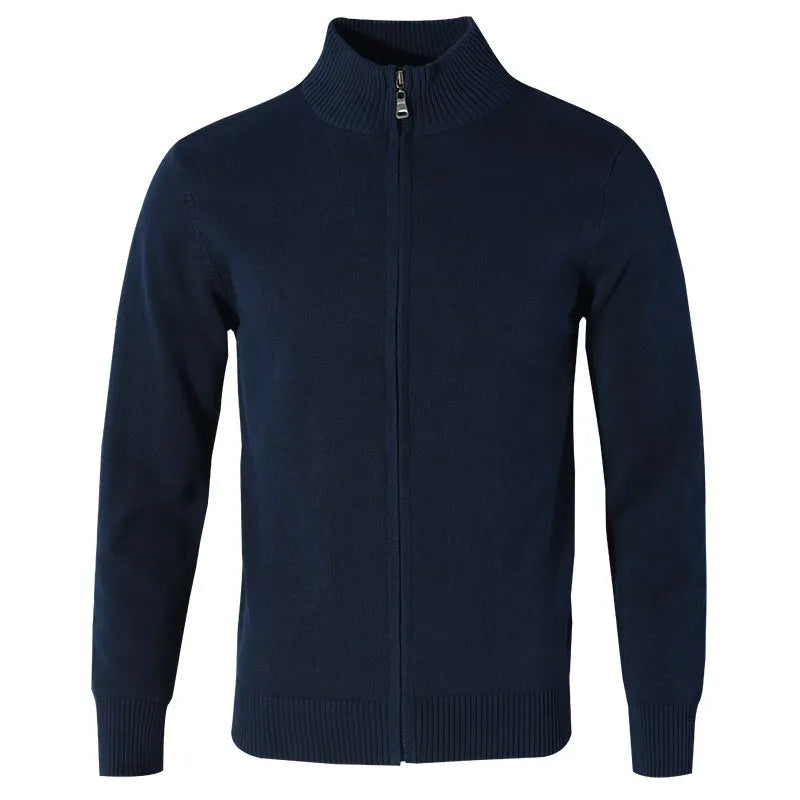 Men's Full-Zip Sweater with High Collar - Veltic