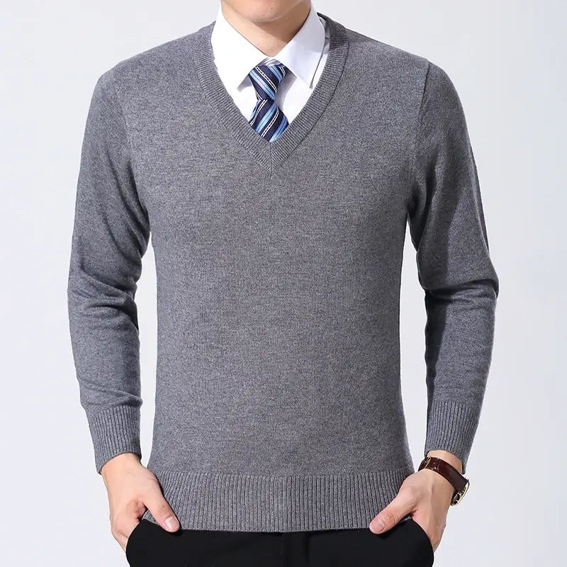 Men's Semi-Slim V-Neck Sweater - Veltic
