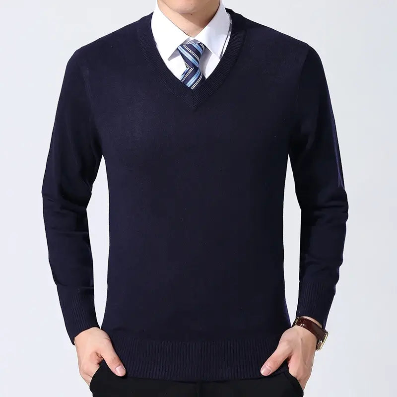 Men's Semi-Slim V-Neck Sweater - Veltic