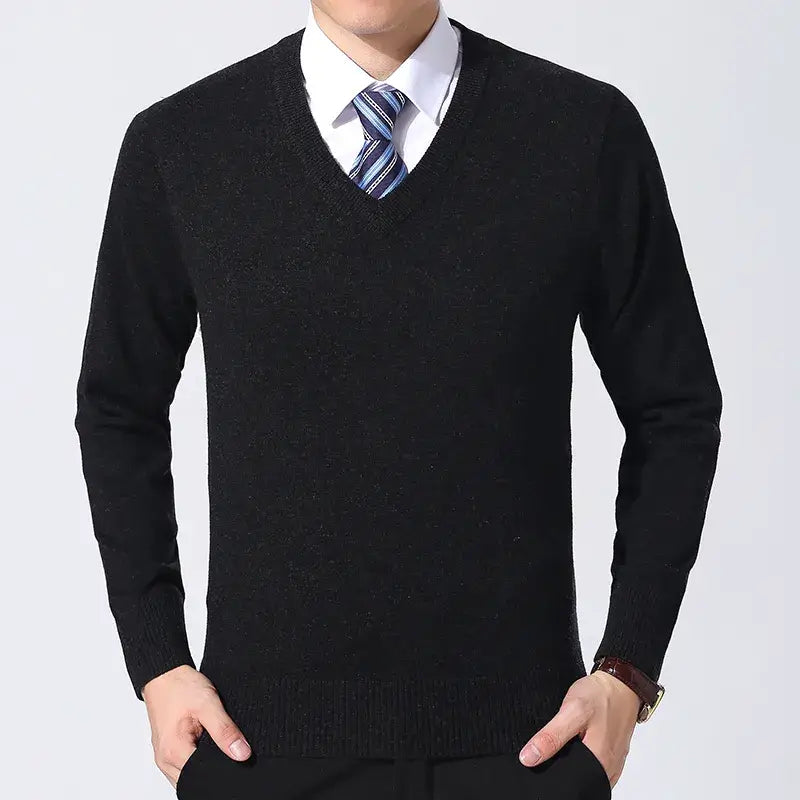 Men's Semi-Slim V-Neck Sweater - Veltic