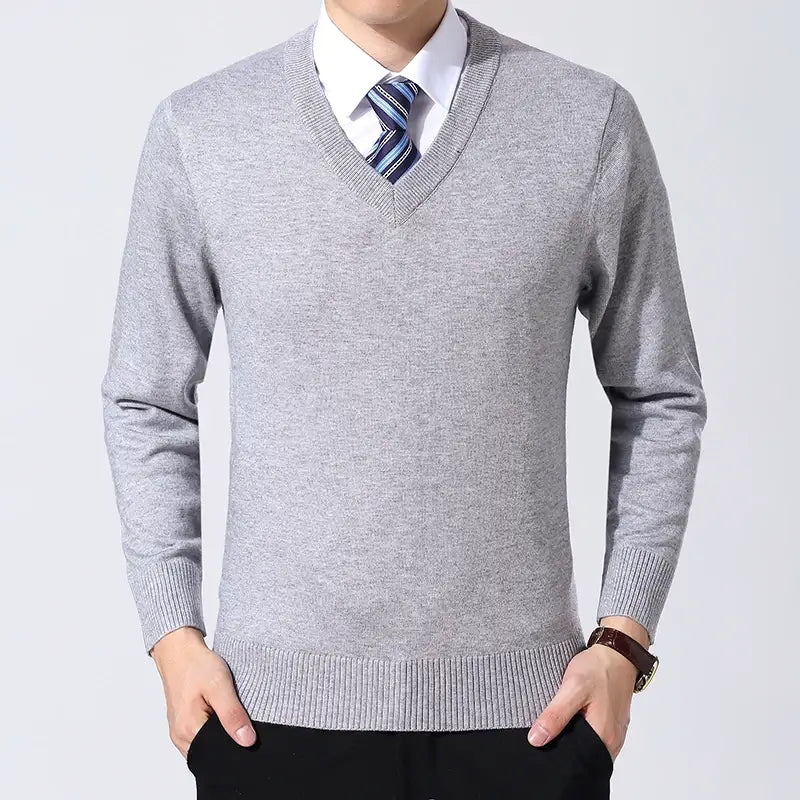 Men's Semi-Slim V-Neck Sweater - Veltic