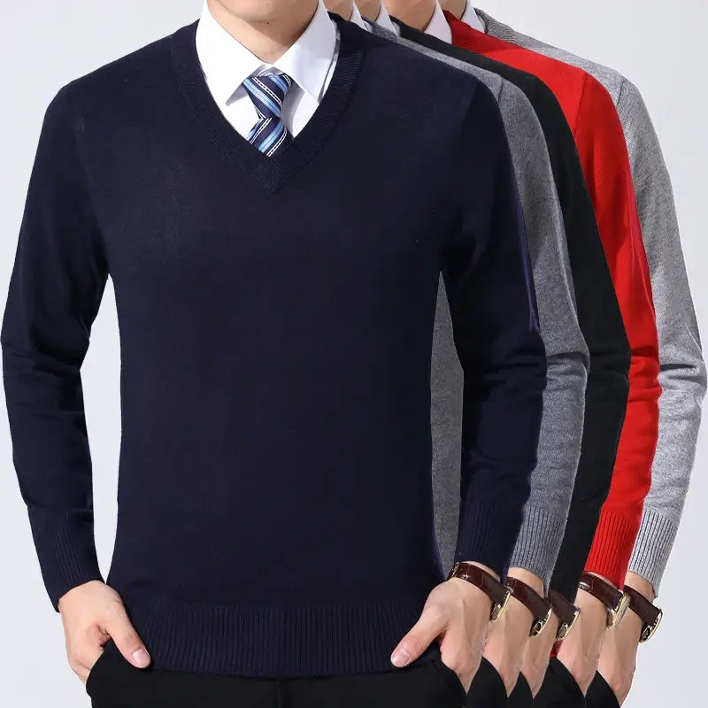 Men's Semi-Slim V-Neck Sweater - Veltic