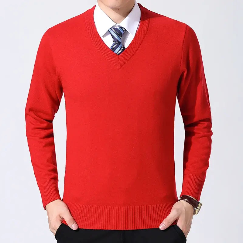 Men's Semi-Slim V-Neck Sweater - Veltic