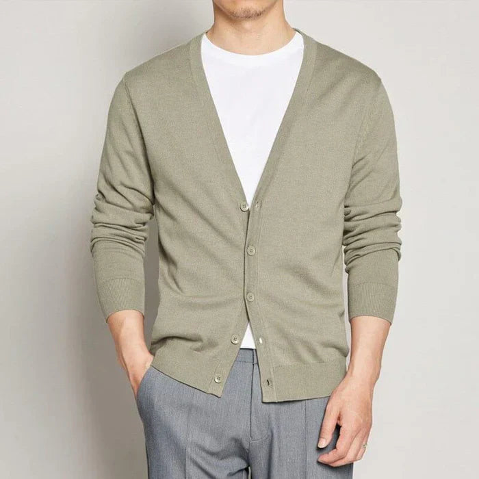Men's Casual V-Neck Lightweight Knit Cardigan - Veltic