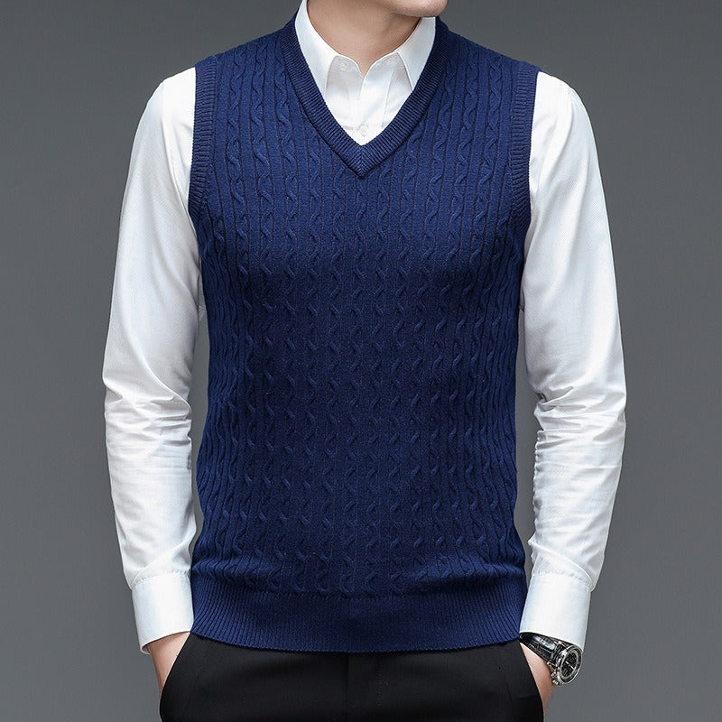 Men's Knitted Vest with Classic V-Neck - Veltic